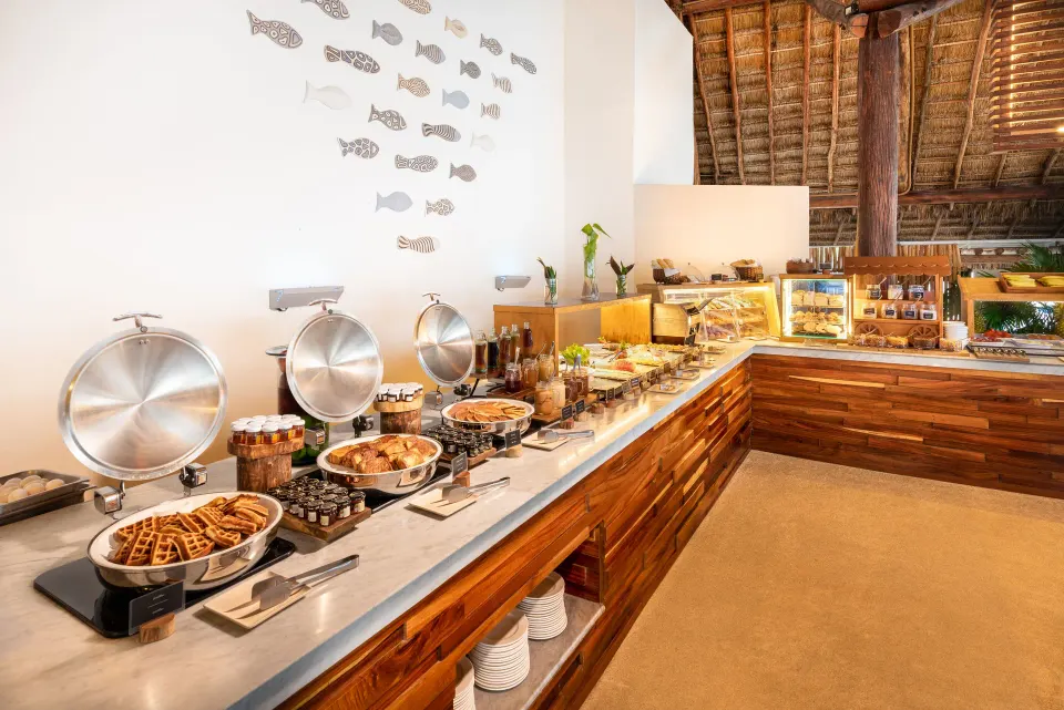 Breakfast buffet with pastries, waffles and cold items at InterContinental Presidente Cozumel Resort Spa