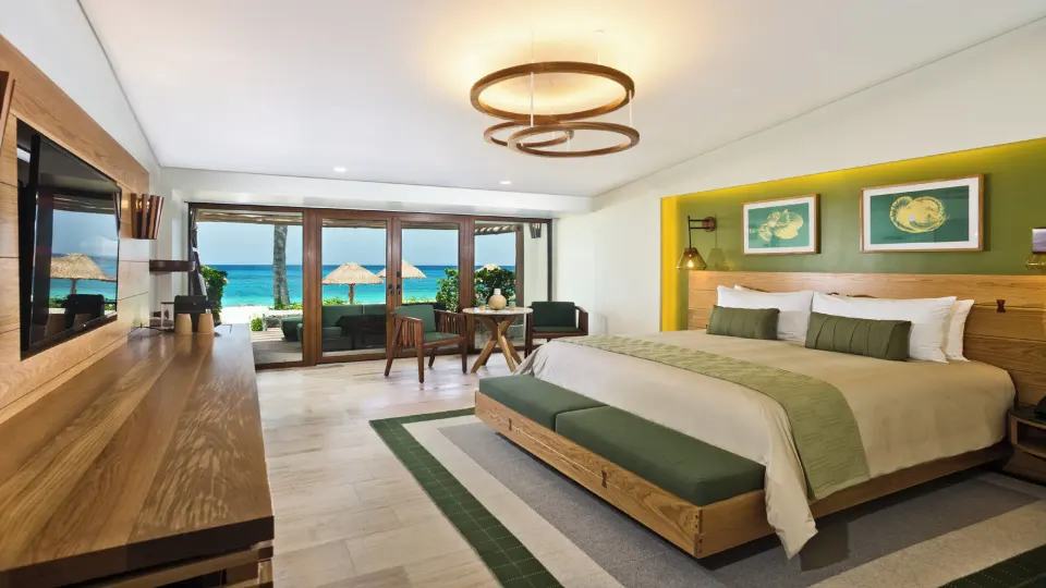King bed room with sea view and patio at InterContinental Presidente Cozumel Resort Spa