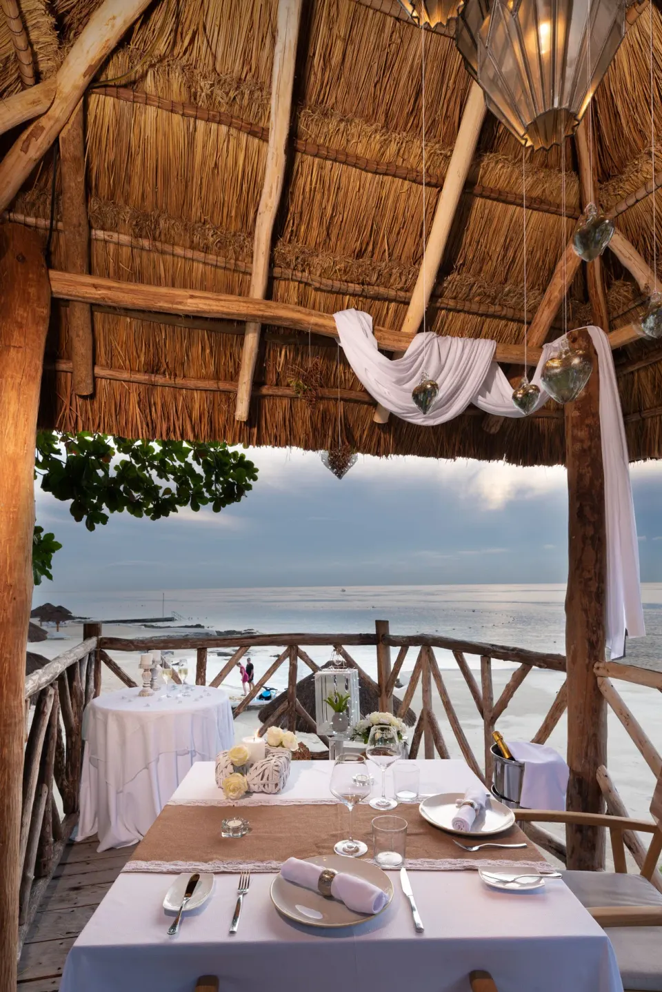 Private palapa dining set for two with ocean view at InterContinental Presidente Cozumel Resort Spa
