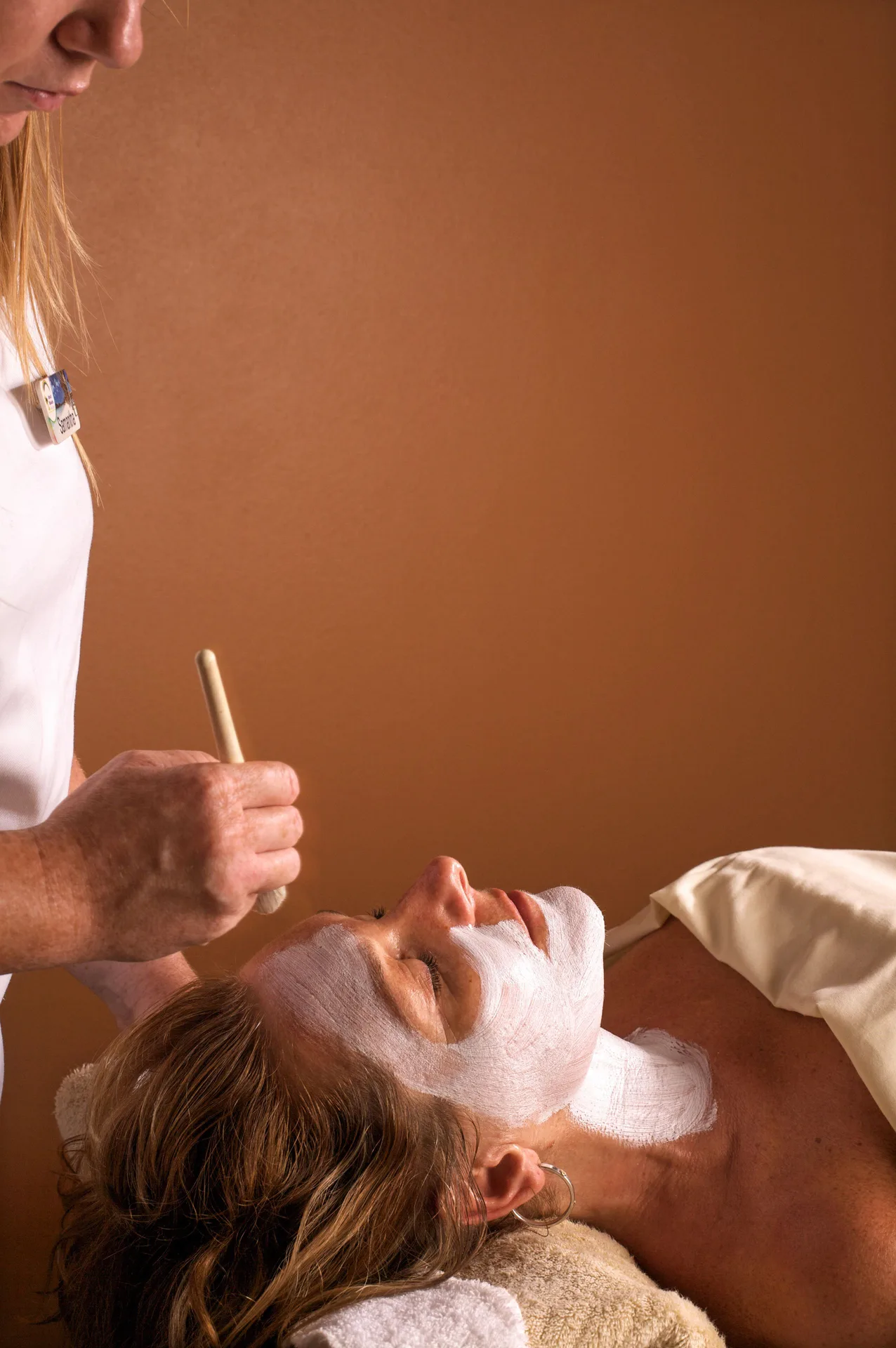 Facial treatment being applied in the spa at Jolly Beach Antigua.