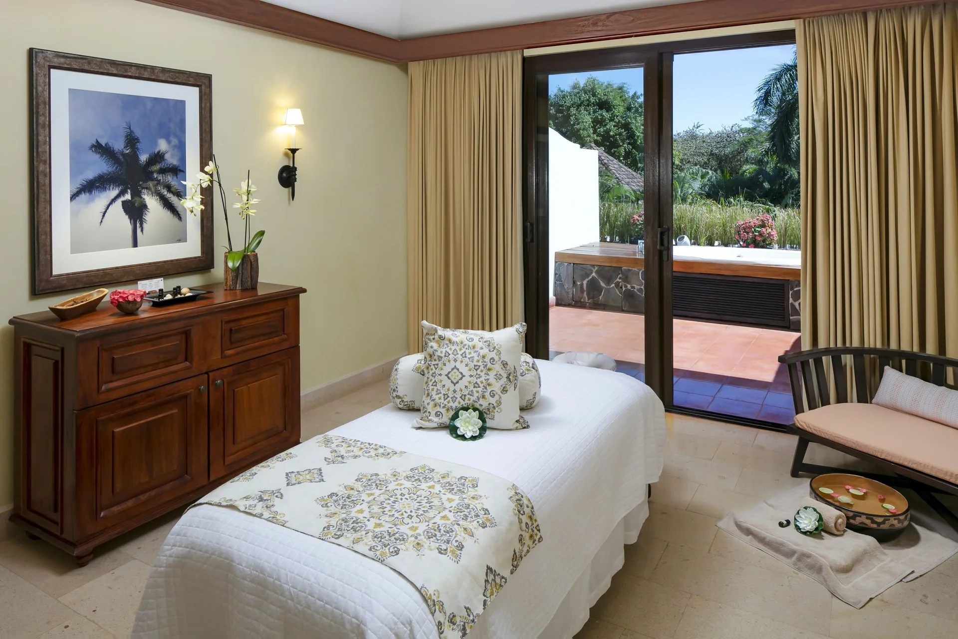 Spa treatment room with massage table at JW Marriott Guanacaste Resort and Spa.