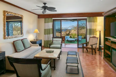 Suite living room with terrace access at JW Marriott Guanacaste Resort and Spa.