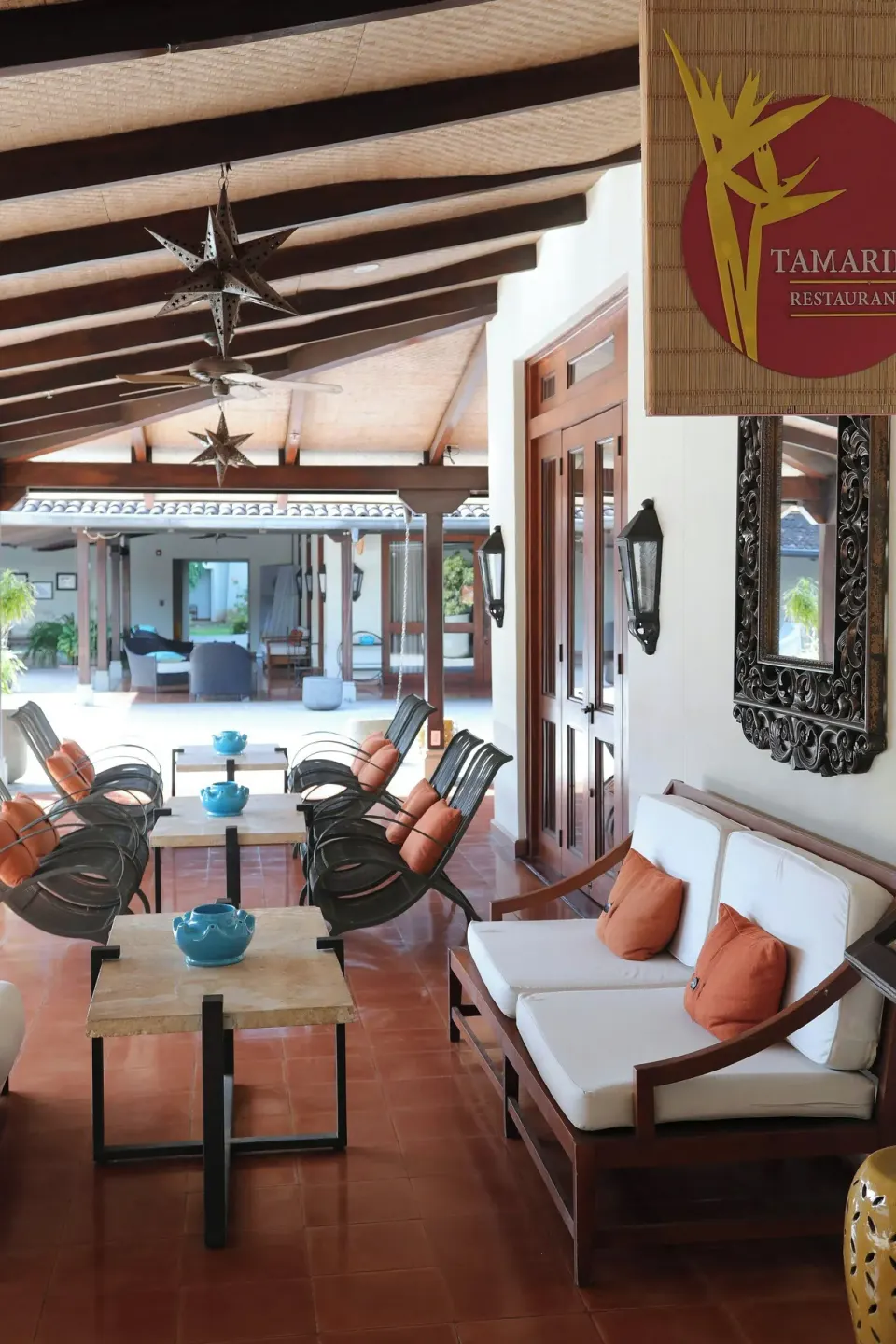 Tamarine restaurant corridor seating at JW Marriott Guanacaste Resort and Spa.