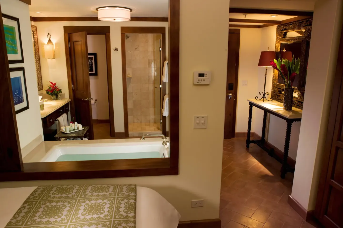 Deluxe Room bath and entry area at JW Marriott Guanacaste Resort and Spa.