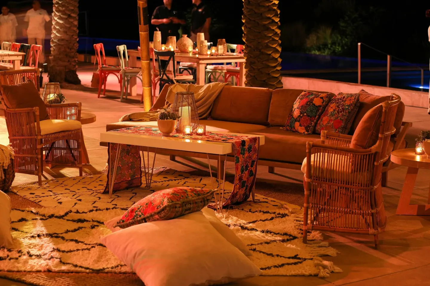 Candlelit outdoor lounge seating at JW Marriott Los Cabos Beach Resort & Spa.