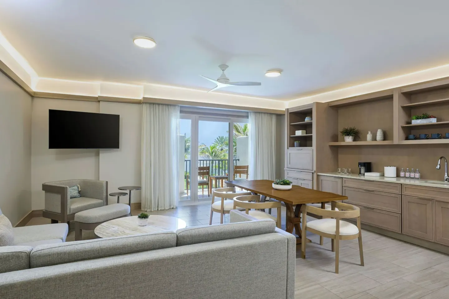 Resort suite living and dining area at JW Marriott St. Maarten Beach Resort & Spa.