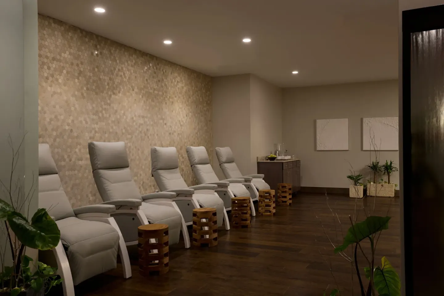 Quiet spa relaxation lounge with recliners at JW Marriott St. Maarten Beach Resort & Spa.
