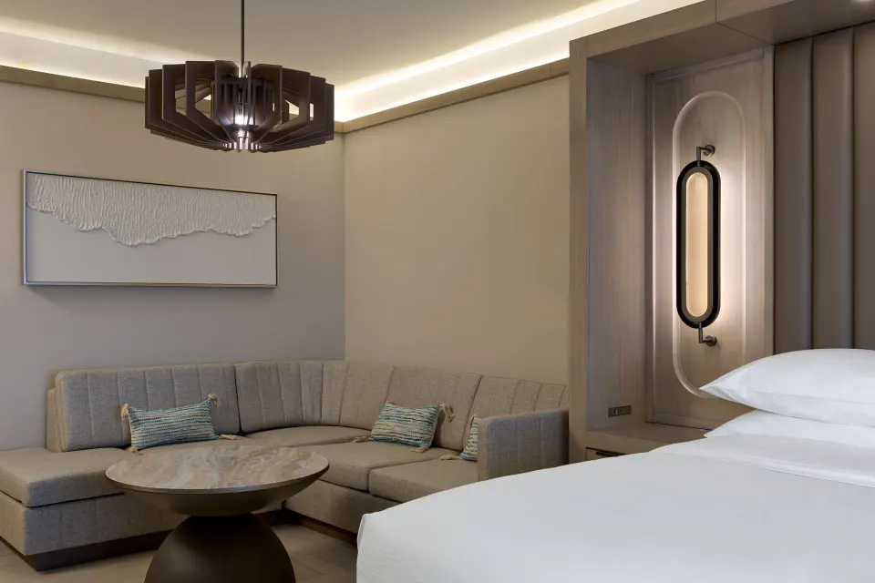 Deluxe room king bed and sofa bed at JW Marriott St. Maarten Beach Resort & Spa.