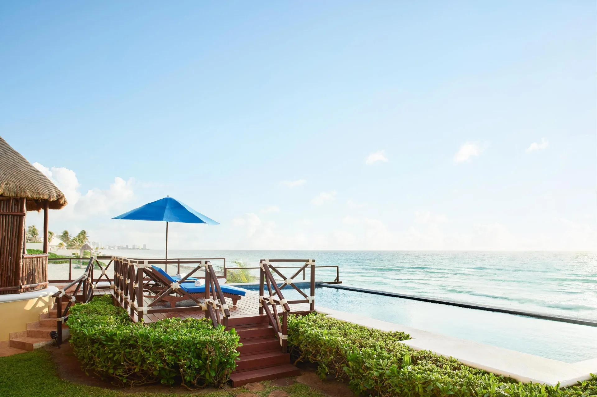 Saasil Suite terrace with plunge pool facing the sea at Kempinski Hotel Cancún.
