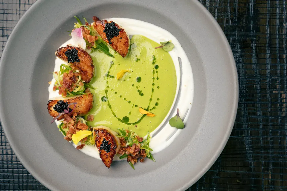 Green pea soup with seared scallops at Kimpton Seafire Resort + Spa