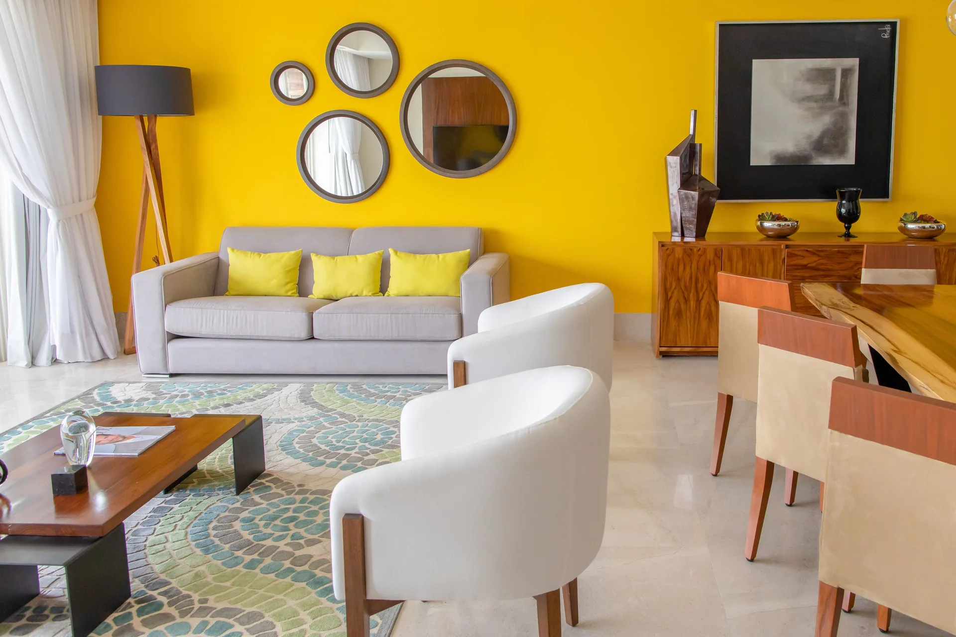 Altitude Junior Suite Ocean Front View at Krystal Grand Los Cabos with living area, modern décor, and direct oceanfront views of the Sea of Cortez.