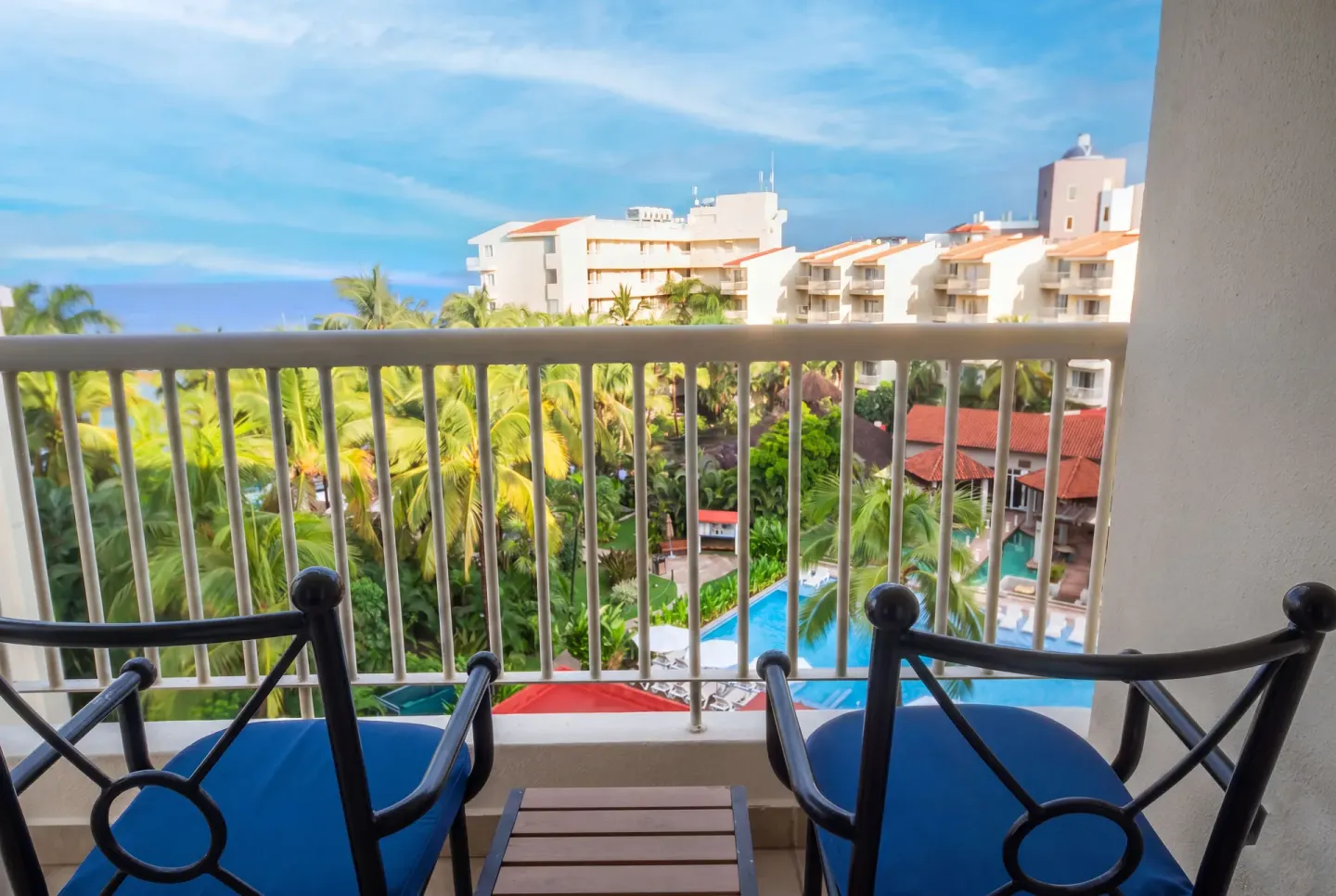Balcony view from a Deluxe Room Ocean View at Krystal Grand Nuevo Vallarta.
