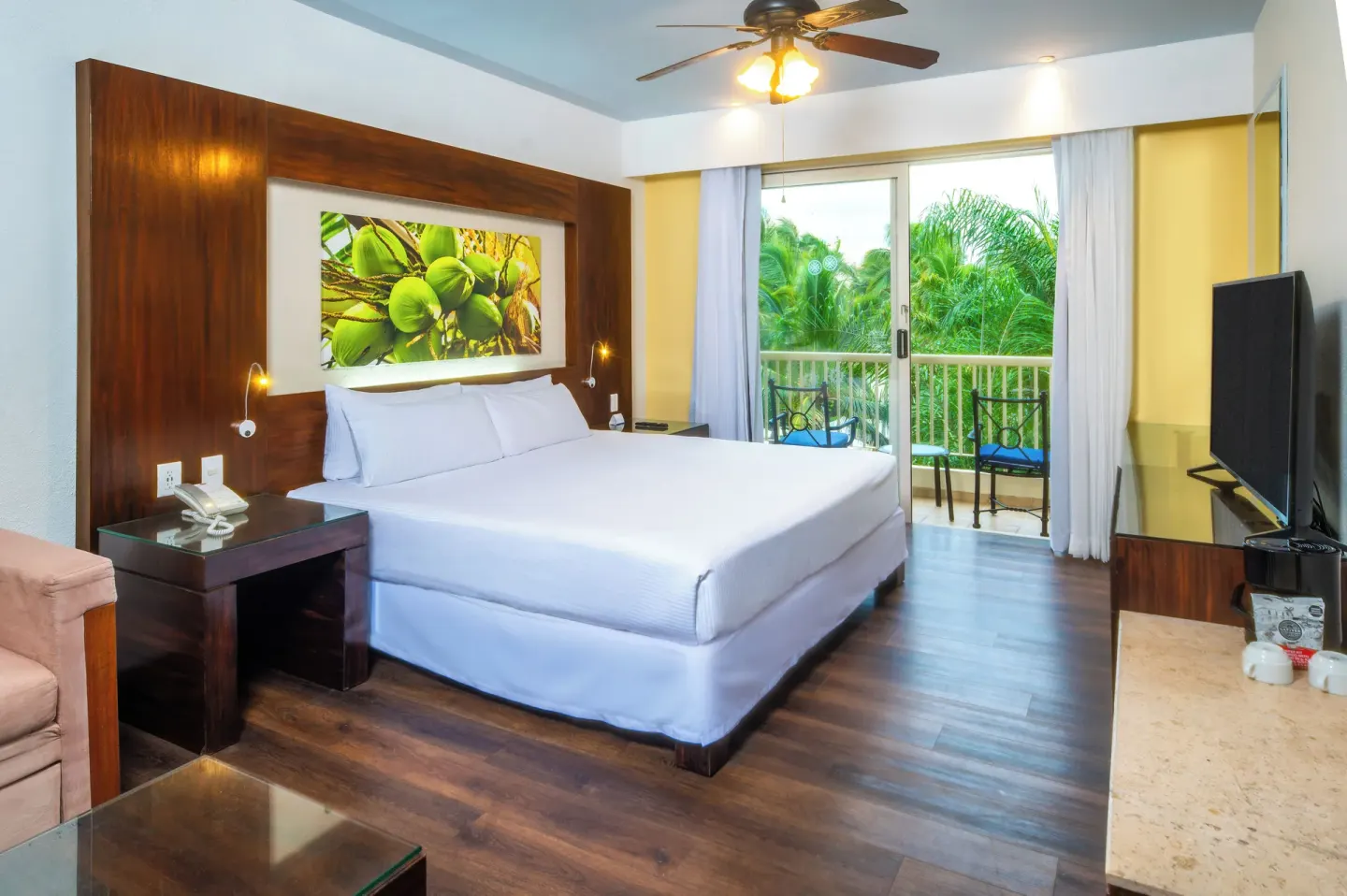 Deluxe Tropical Room View with king bed and balcony at Krystal Grand Nuevo Vallarta.