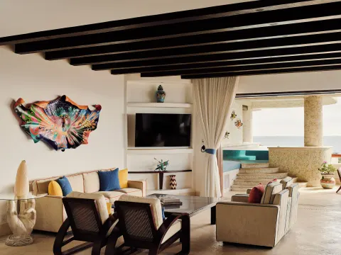 Open suite living room with ocean-view terrace and plunge pool at Las Ventanas al Paraiso.