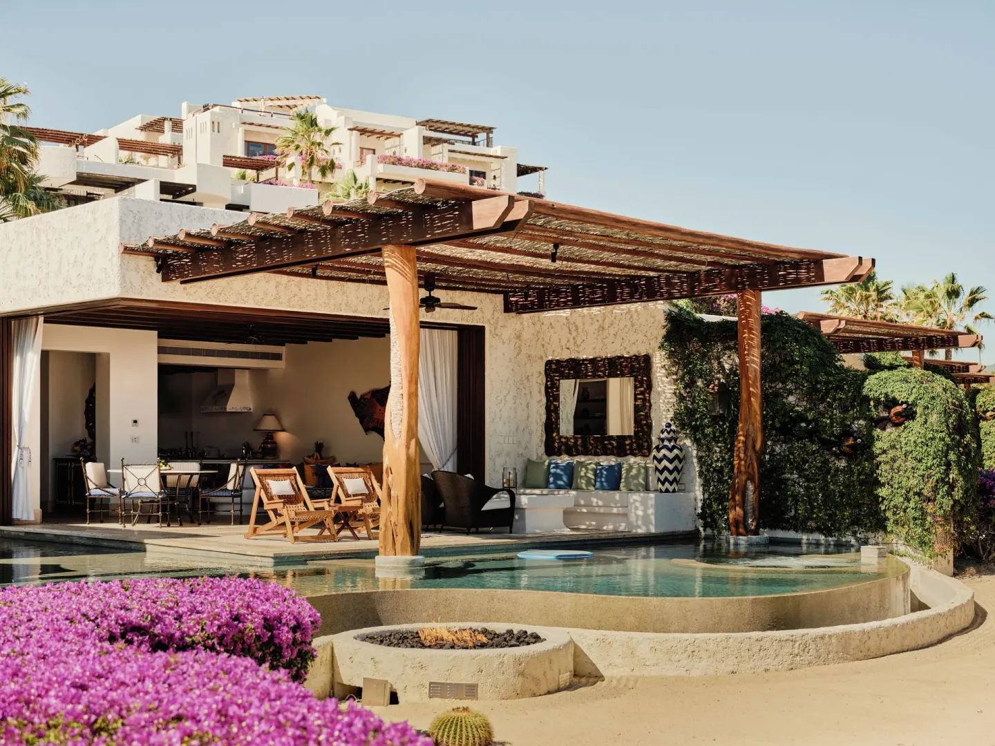 Villa terrace with private pool and shaded outdoor living area at Las Ventanas al Paraiso.