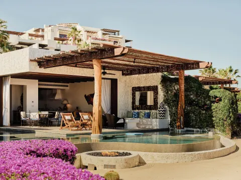 Villa terrace with private pool and shaded outdoor living area at Las Ventanas al Paraiso.