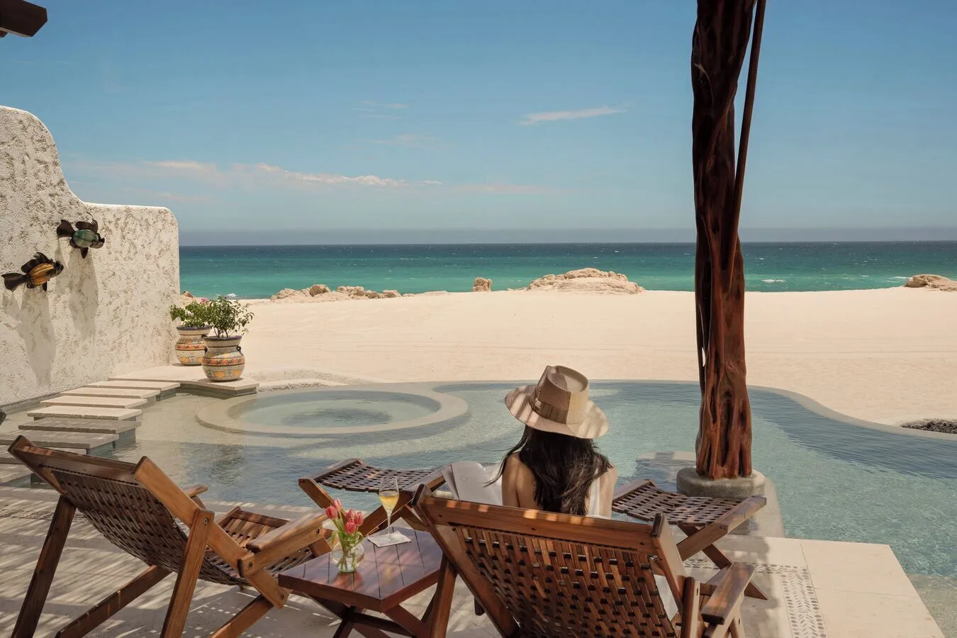 Beachfront villa plunge pool and ocean view at Las Ventanas al Paraiso.
