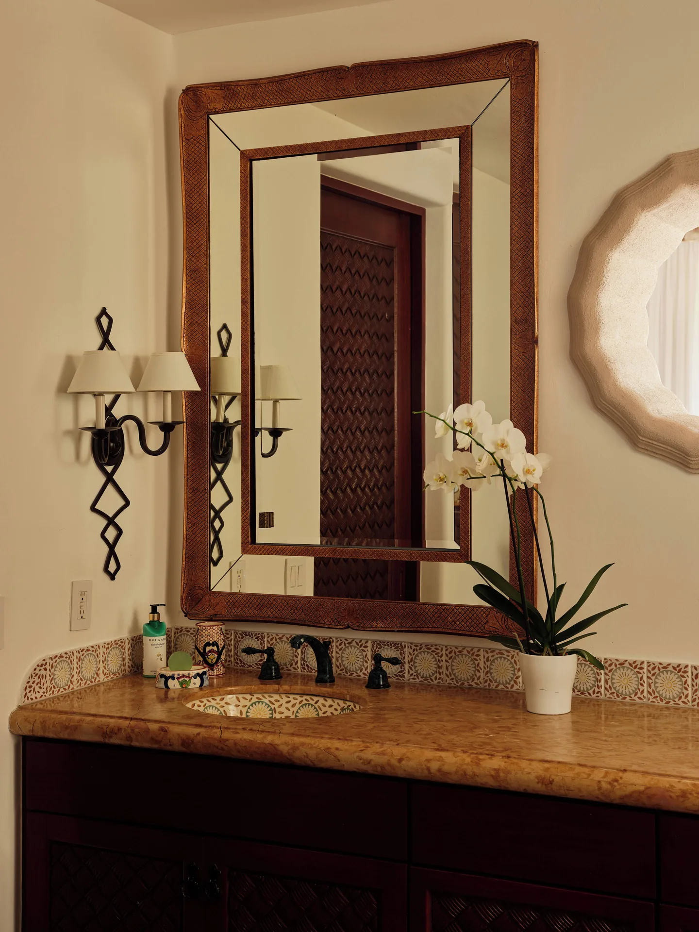Three Bedroom Oceanview Residence bathroom vanity mirror at Las Ventanas al Paraiso.