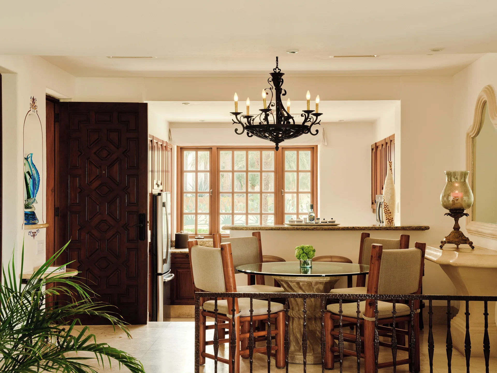 Two Bedroom Gardenview Suite dining area and kitchenette at Las Ventanas al Paraiso.
