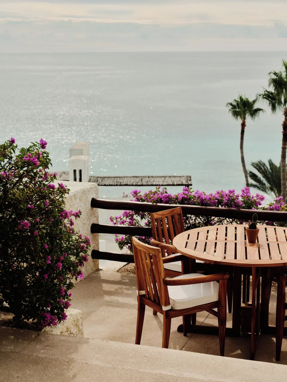 Oceanview terrace table in Two Bedroom Oceanview Penthouse Residence at Las Ventanas al Paraiso.