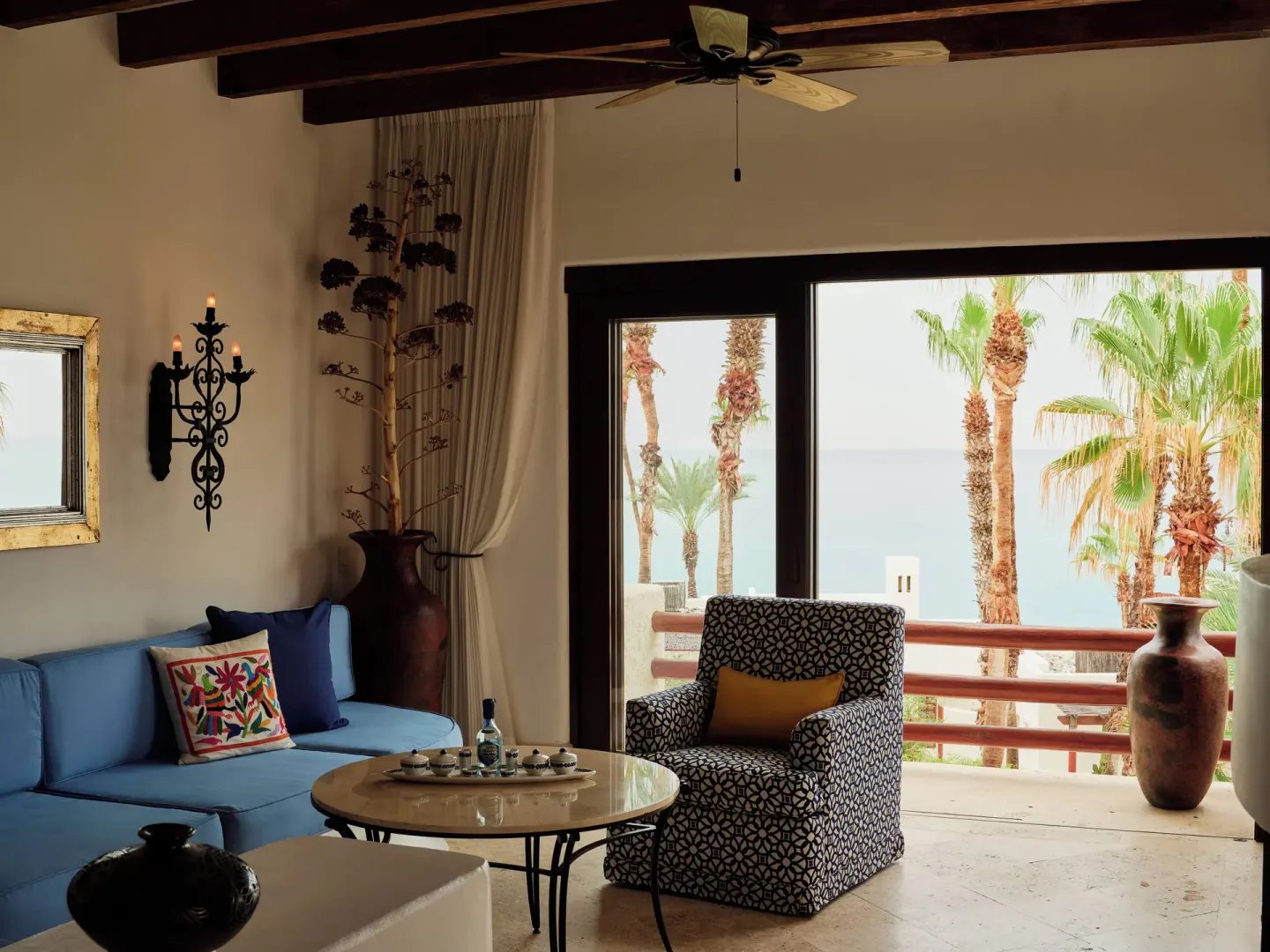 Oceanview living room in the Two Bedroom Oceanview Residence at Las Ventanas al Paraiso.