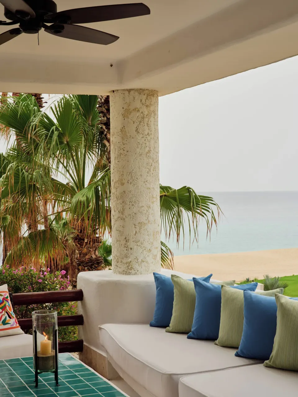 Terrace daybed with ocean view in the Two Bedroom Oceanview Residence at Las Ventanas al Paraiso.
