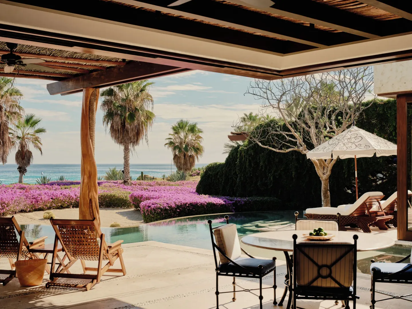 Covered terrace and private pool at the Two Bedroom Oceanview Signature Villa at Las Ventanas al Paraiso.