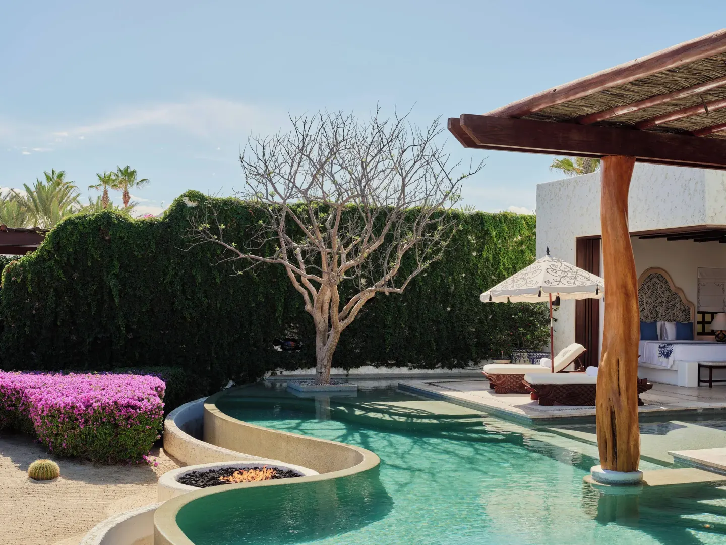 Private pool courtyard at the Two Bedroom Oceanview Signature Villa at Las Ventanas al Paraiso.