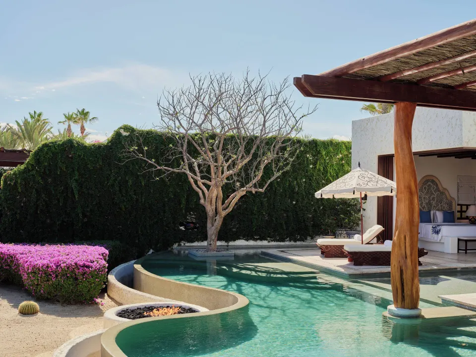 Private pool courtyard at the Two Bedroom Oceanview Signature Villa at Las Ventanas al Paraiso.