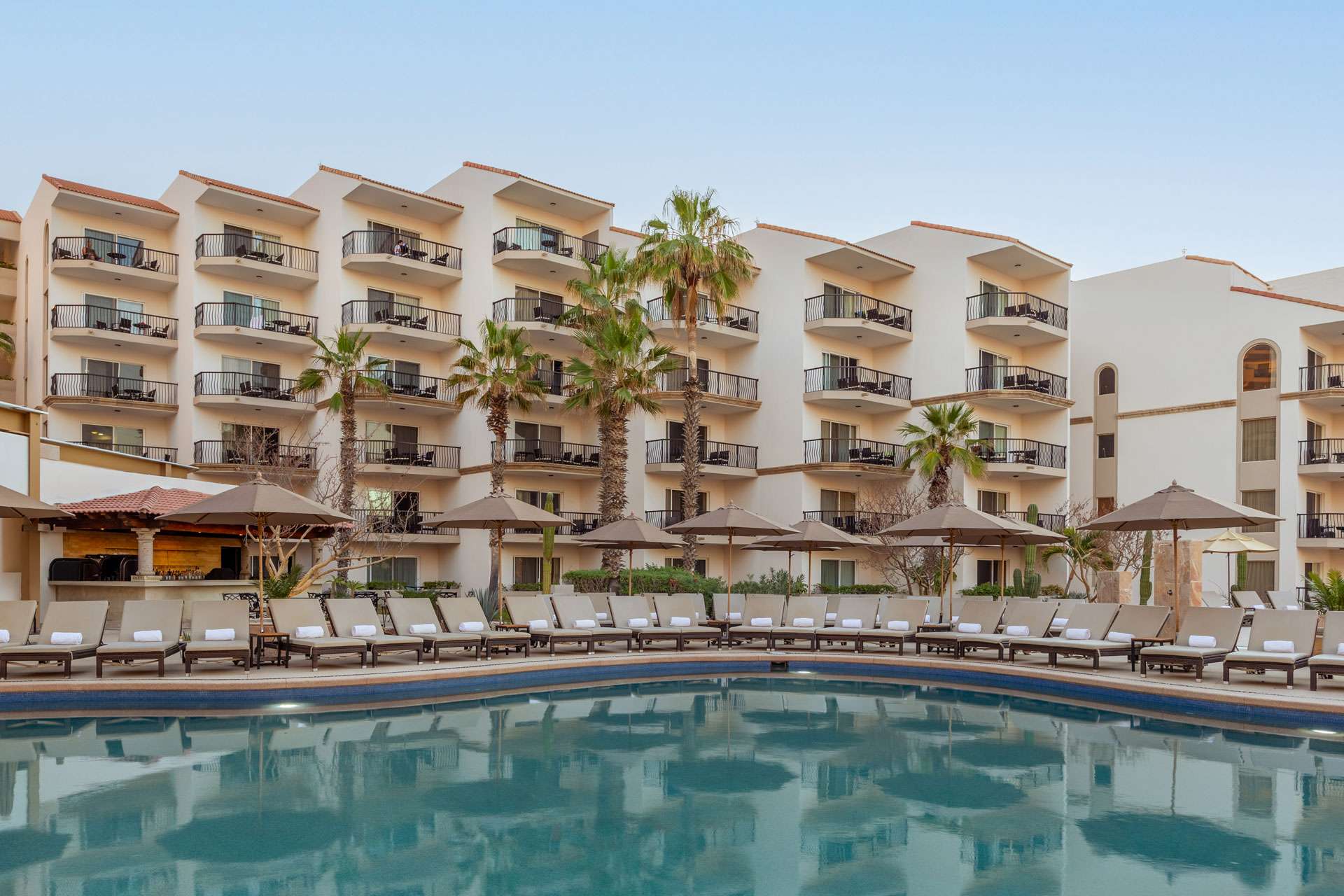 Villa del Palmar Beach Resort & Spa with lagoon-style pool, tropical gardens, and beachfront location in Cabo San Lucas.