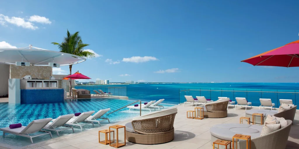 Sunset Terrace wedding venue at Breathless Cancun Soul overlooking the Caribbean Sea