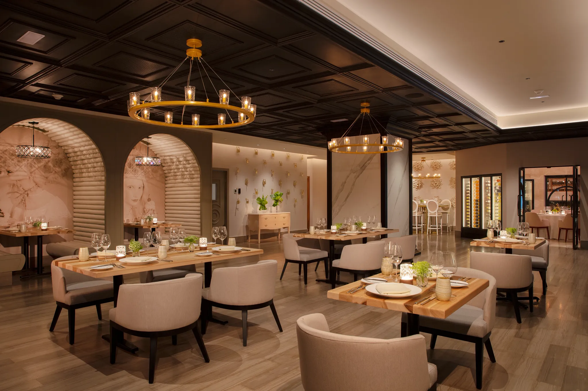 Coquette French restaurant interior at Breathless Cancun Soul with elegant dining ambiance