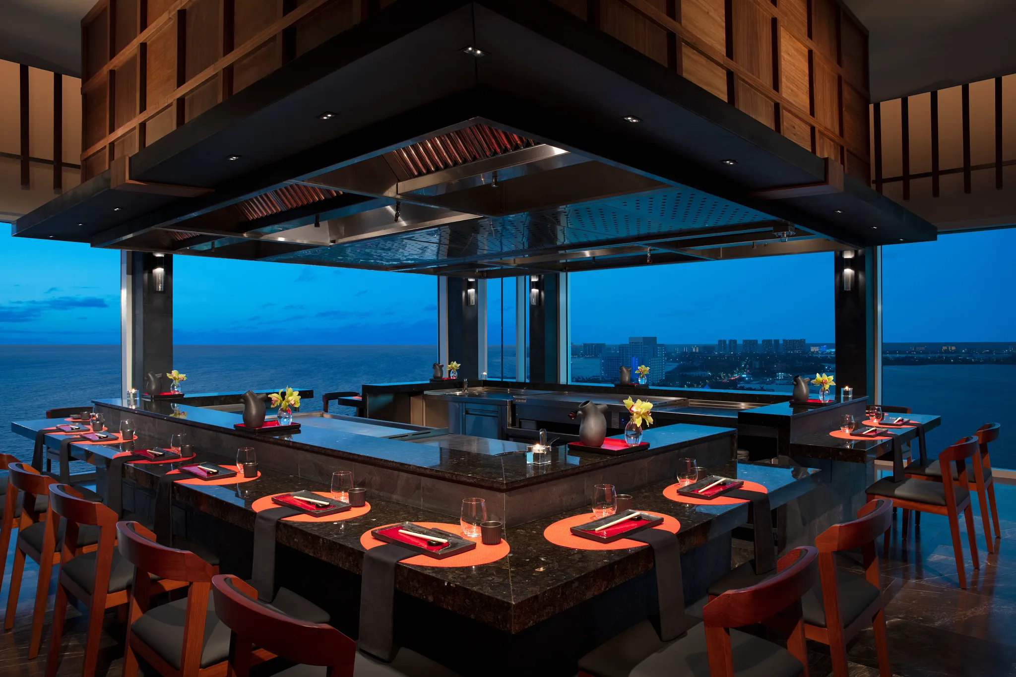 Silk City Teppanyaki restaurant at Breathless Cancun Soul with ocean views