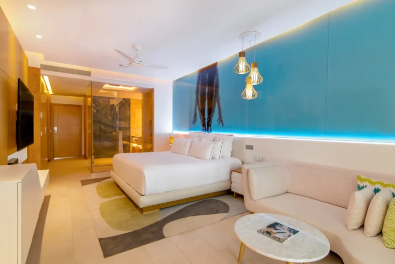 Allure Junior Suite King at Breathless Montego Bay featuring modern décor and a spacious ocean-view layout.