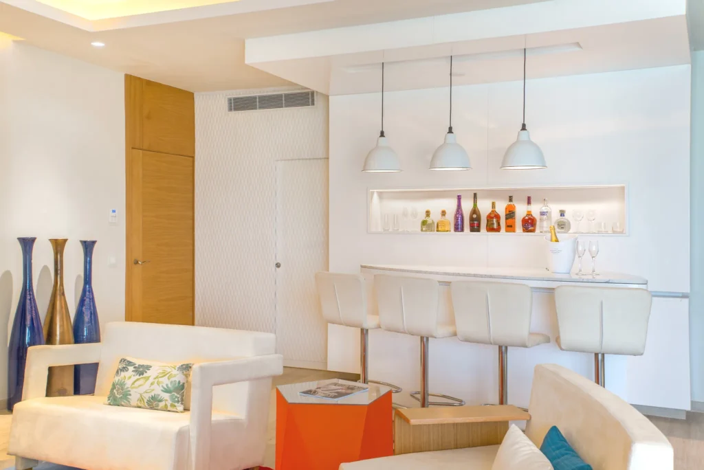 Luxury in-suite bar area at the Xhale Club Presidential Suite, Breathless Montego Bay Resort & Spa.