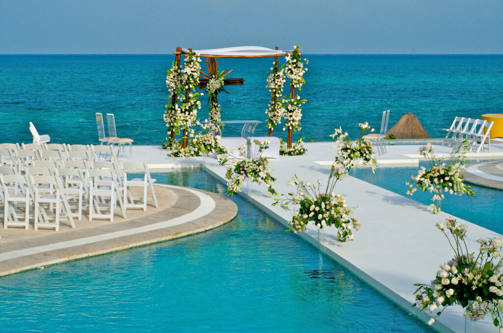 Gorgeous setting for beachfront wedding ceremony