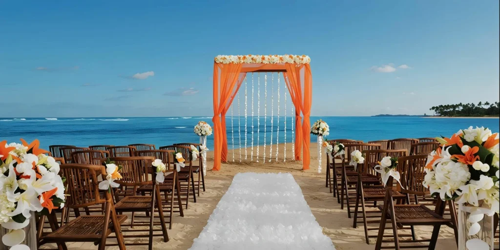Beachfront wedding ceremony setup with ocean backdrop at Breathless Punta Cana Resort & Spa