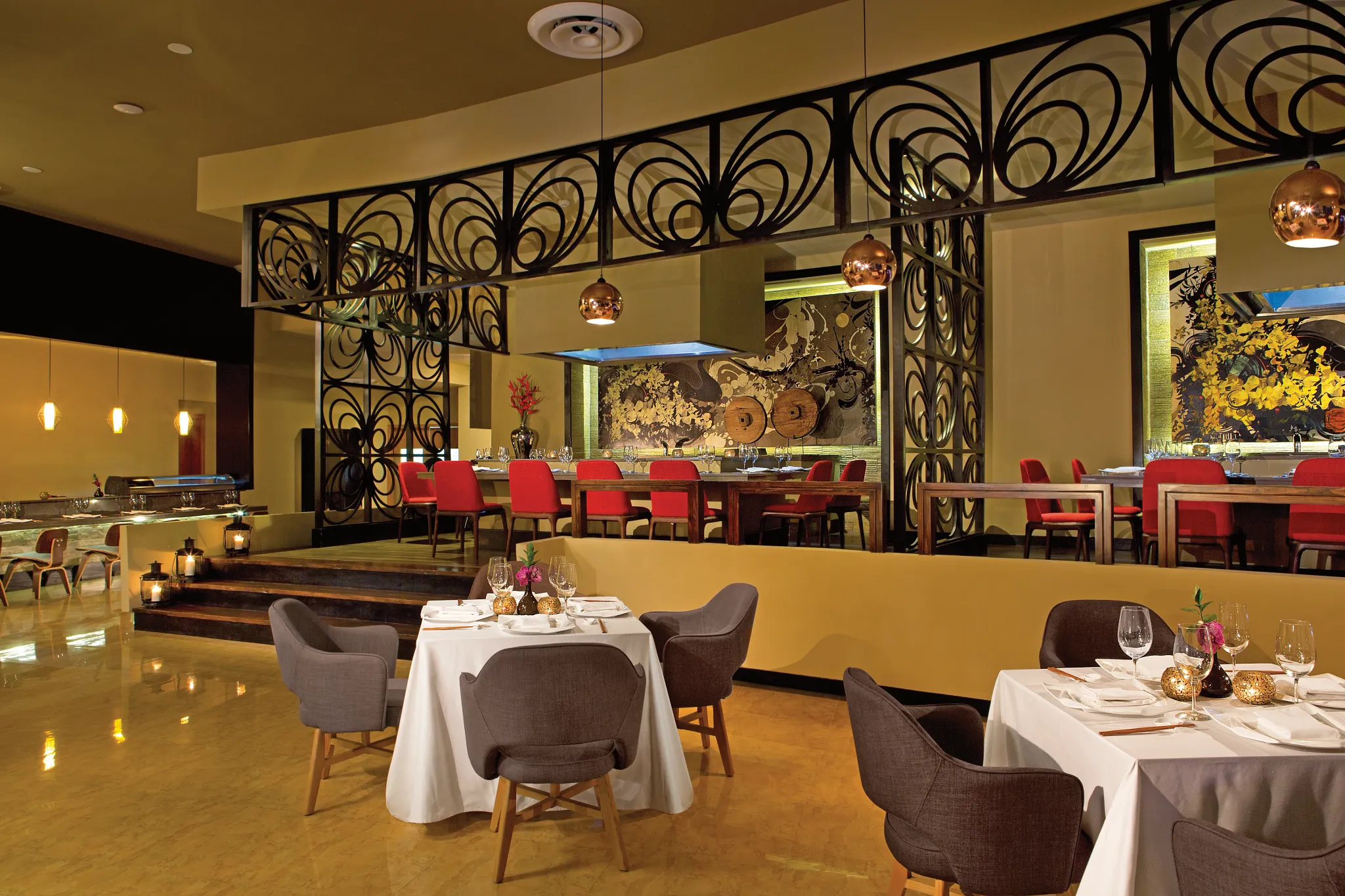 Silk City Pan-Asian teppanyaki restaurant at Breathless Punta Cana with interactive chef grilling experience and nightlife-friendly dinner energy