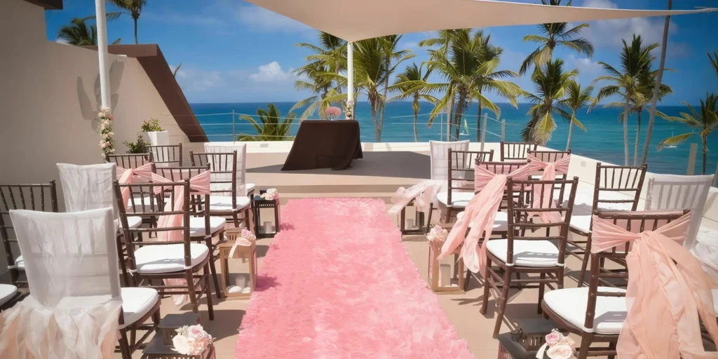 Sky Bar oceanfront wedding ceremony setup with panoramic views at Breathless Punta Cana Resort & Spa