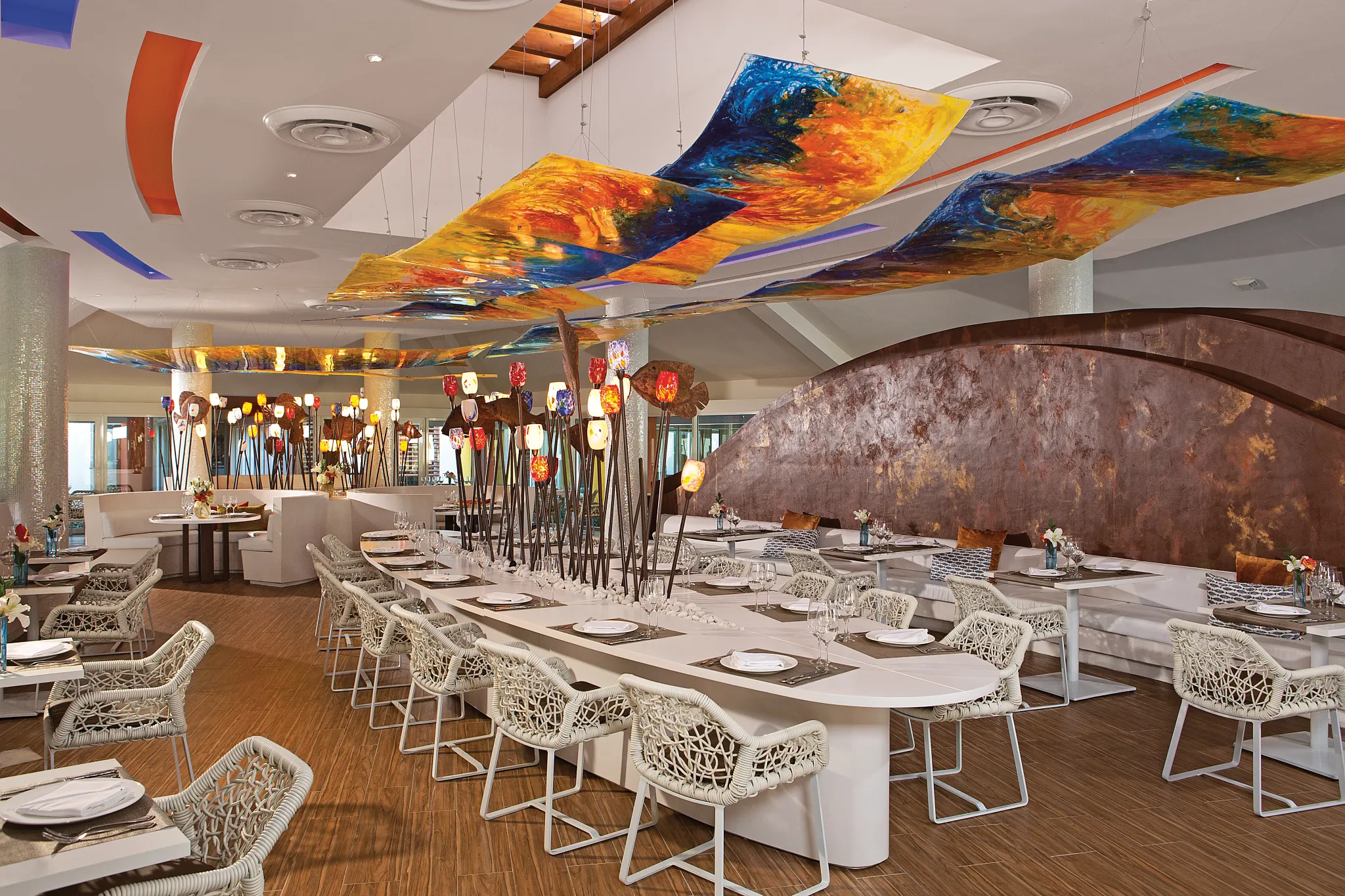 Spumante Italian restaurant at Breathless Punta Cana with modern dining room ambience for a relaxed dinner on Uvero Alto Beach