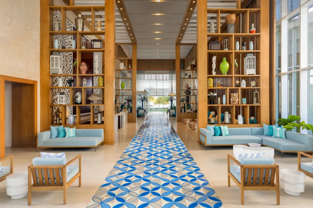 Exclusive Preferred Club lounge area at Dreams Cap Cana Resort & Spa with modern seating.