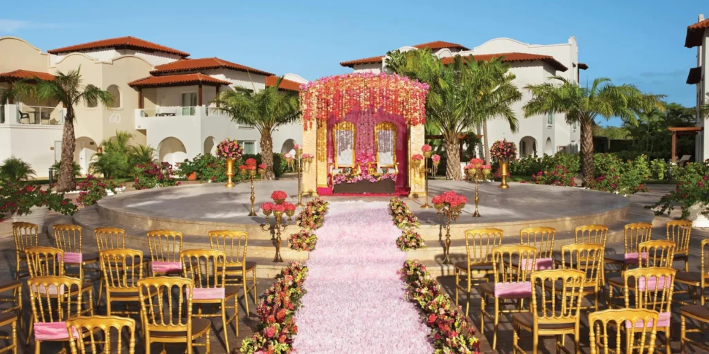 Main Plaza wedding reception setup at Dreams Dominicus La Romana