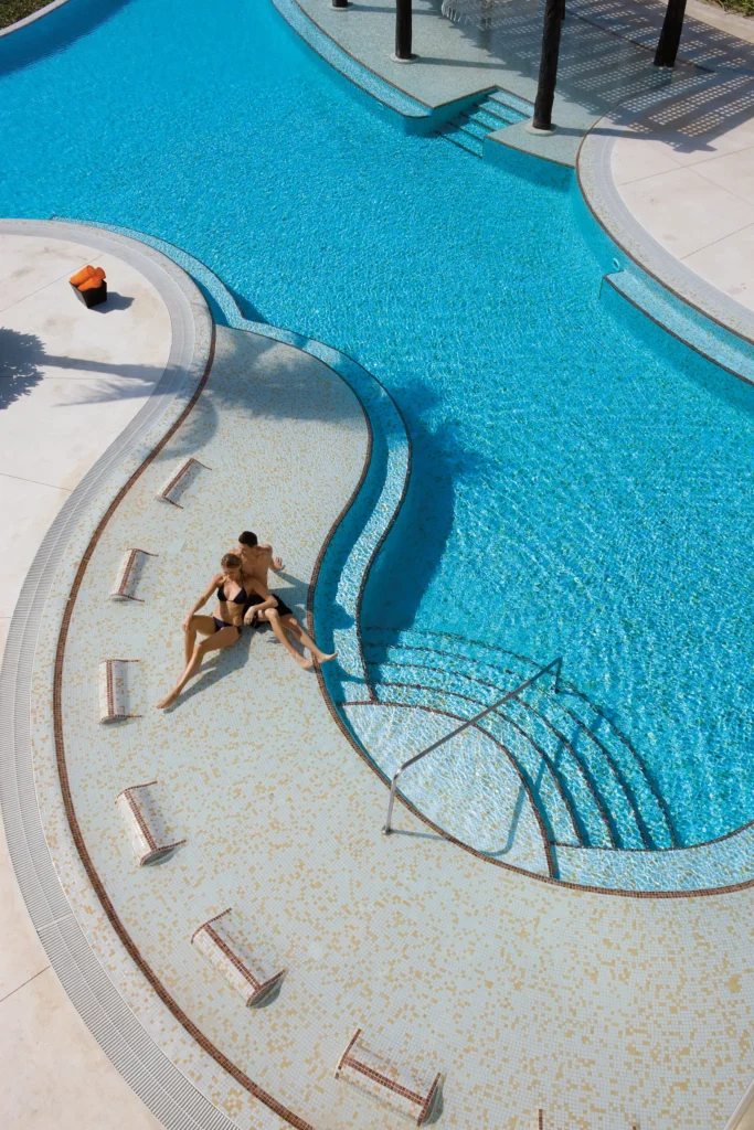 Aerial view of Preferred Club pool area at Dreams Jade Resort & Spa.