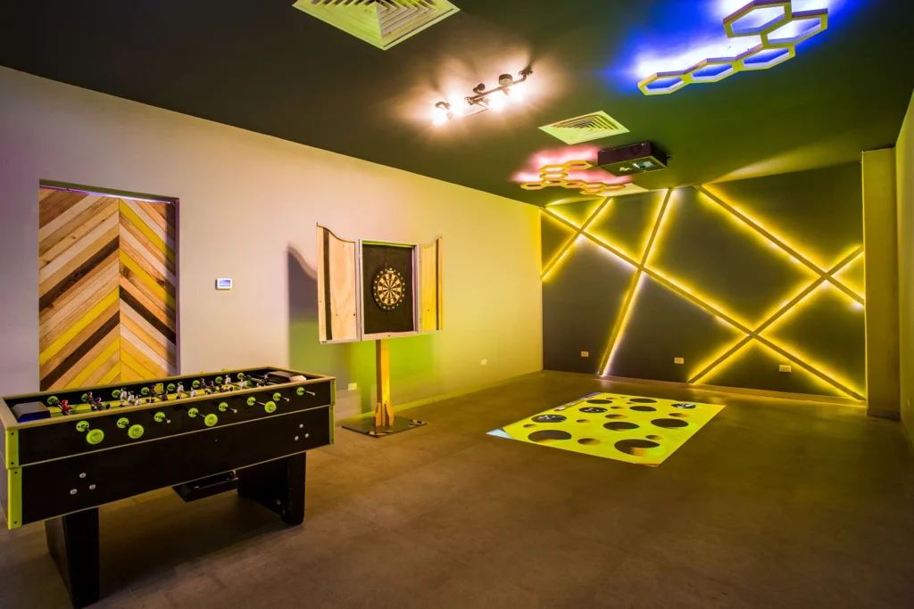Foosball table and interactive games room at Dreams Jade Resort & Spa Core Zone.