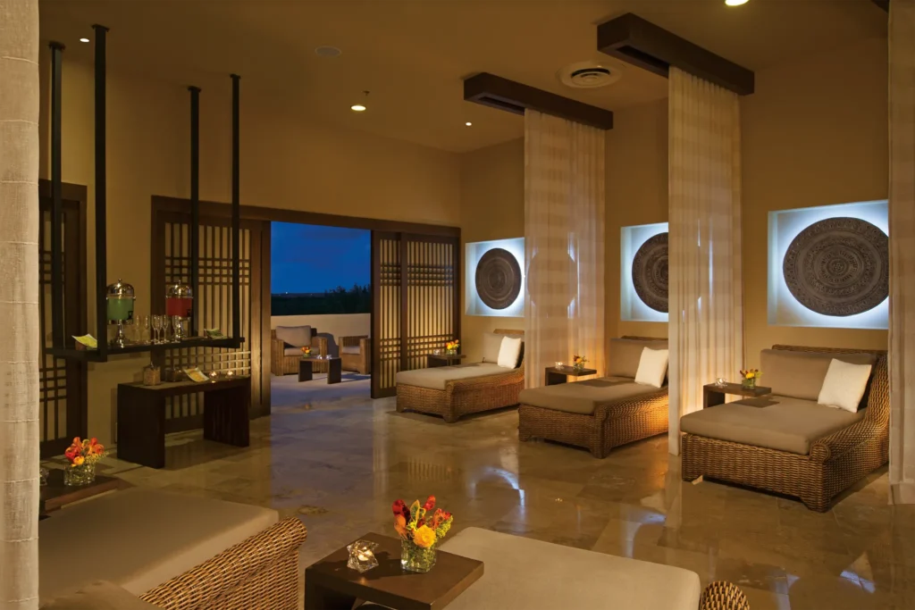 Indoor spa relaxation lounge at Dreams Jade Resort & Spa.