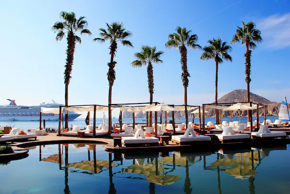 Puerto Los Cabos marina with luxury yachts and ocean views near Dreams Los Cabos Suites Golf Resort & Spa