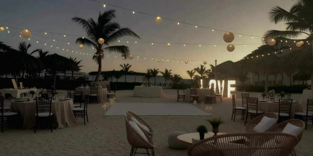 Dreams Macao Beach Left Side Venue setup for beachfront weddings in Punta Cana