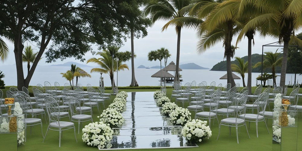 Garden One oceanview ceremony setup for weddings at Dreams Playa Bonita Panama