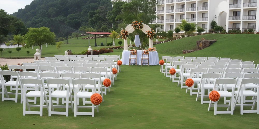 Garden Two lawn ceremony setup for weddings at Dreams Playa Bonita Panama