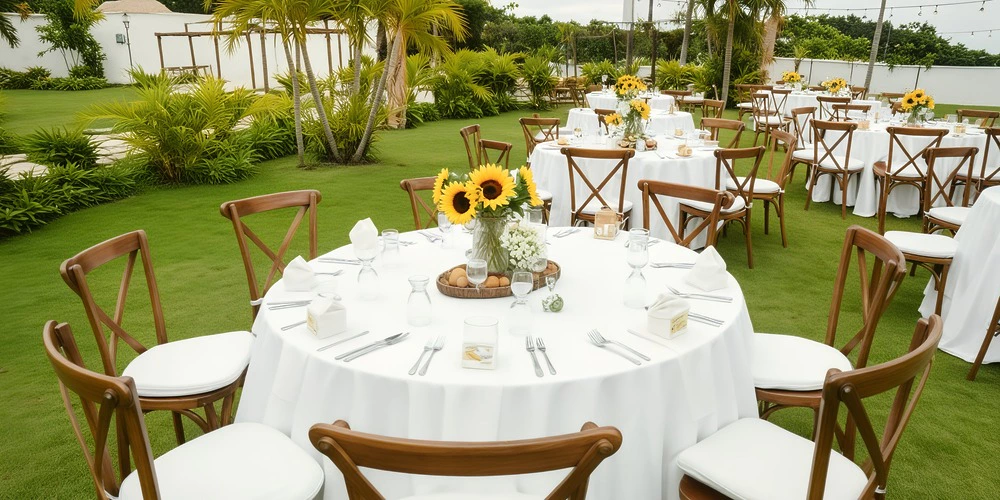Ranchito Garden outdoor reception setup for weddings at Dreams Playa Bonita Panama